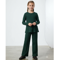 ZX103: Girls 2 Piece Rib Outfit- Green (4-12 Years)